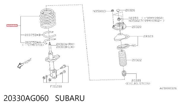 Sprężyna przednia 20330AG060 Subaru