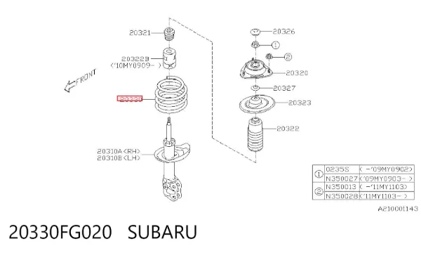 Sprężyna przednia 20330FG020 Subaru