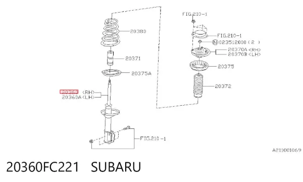 Amortyzator tylny prawy 20360FC221 Subaru