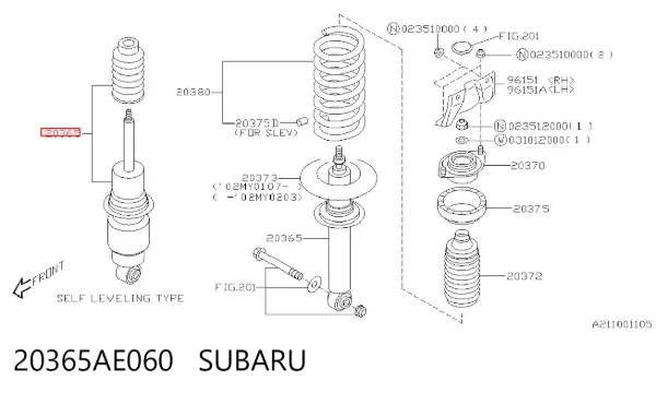 Amortyzator tylny 20365AE060 Subaru