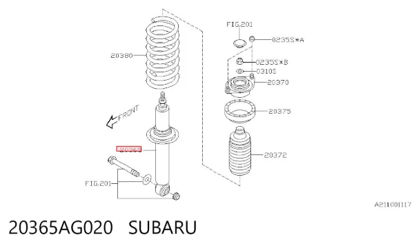 Amortyzator tylny 20365AG020 Subaru