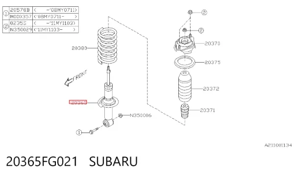 Amortyzator tylny 20365FG021 Subaru