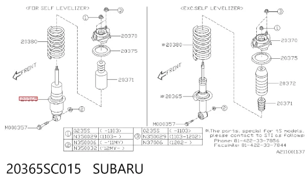 Amortyzator tylny 20365SC015 Subaru