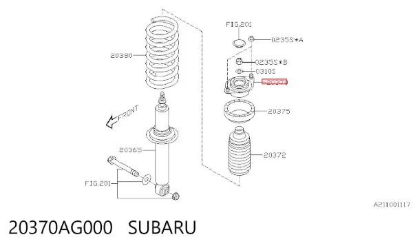 Poduszka amortyzatora tylnego 20370AG000 Subaru