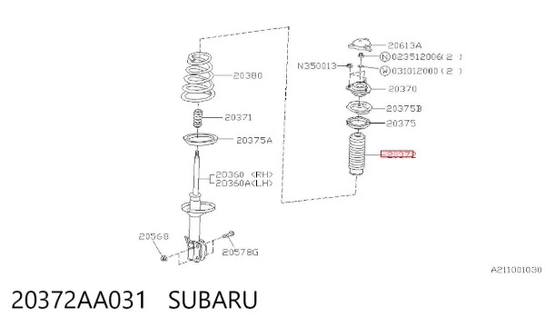 Odbój amortyzatora tylnego + osłona Subaru Legacy I