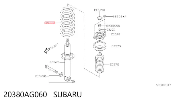 Sprężyna tylna 20380AG060 Subaru