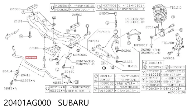 Stabilizator przedni 20401AG000 Subaru