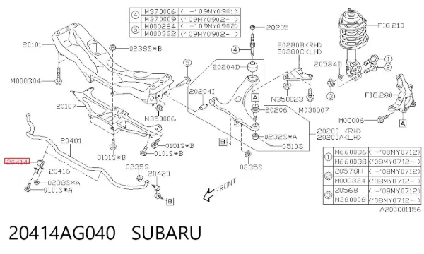 Tuleja stabilizatora przedniego 20414AG040 Subaru