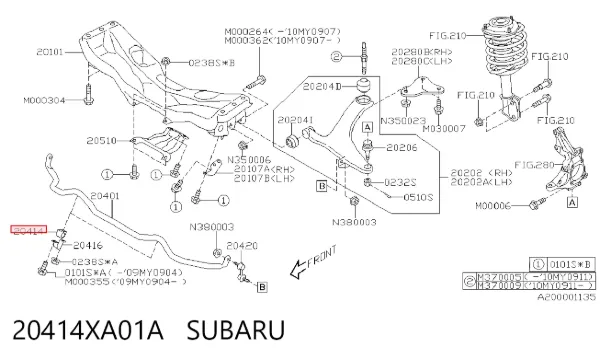 Tuleja stabilizatora przedniego 20414XA01A Subaru