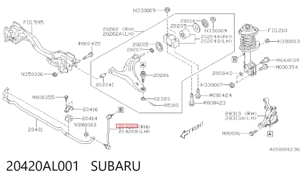 Łącznik stabilizatora przedniego prawy 20420AL001 Subaru