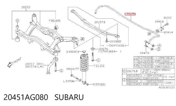 Stabilizator tylny 20451AG080 Subaru