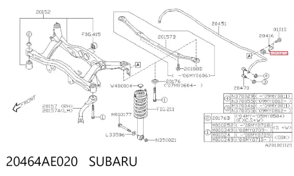 Tuleja stabilizatora tylnego 20464AE020 Subaru