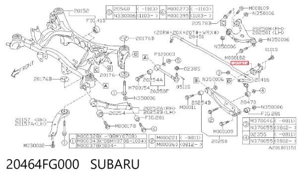 Tuleja stabilizatora tylnego 20464FG000 Subaru