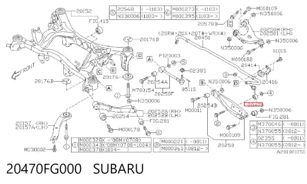 Łącznik stabilizatora tylnego 20470FG000 Subaru