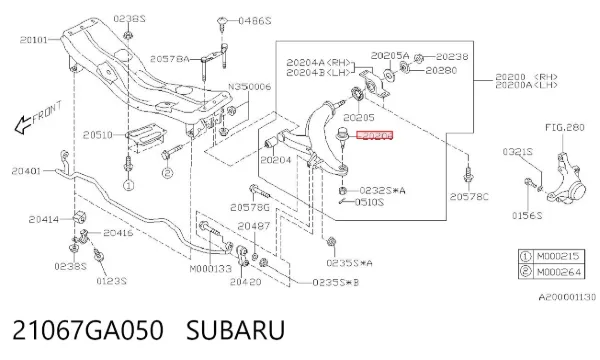 Sworzeń wahacza dolny 21067GA050 Subaru