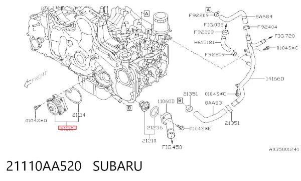 Pompa chłodząca wodna 21110AA520 Subaru