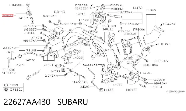 Czujnik ciśnienia w kolektorze ssącym, MAP 22627AA430 Subaru