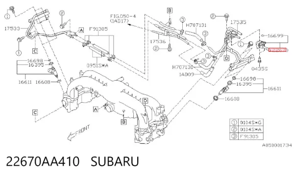 Regulator ciśnienia paliwa w listwie paliwowej Subaru Impreza III