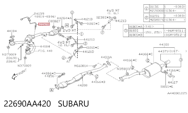 Sonda lambda czujnik tlenu po katalizatorze 22690AA420 Subaru
