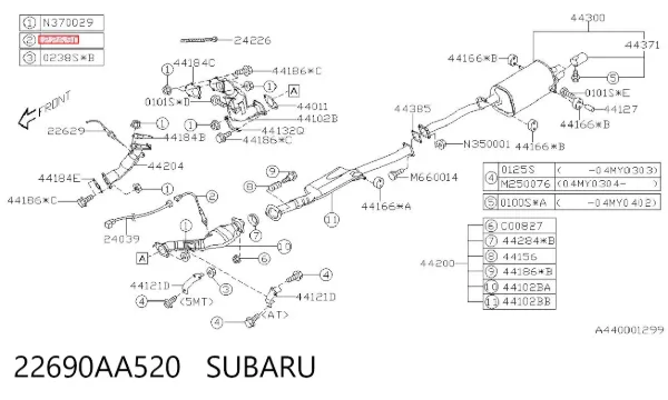 Sonda lambda, czujnik tlenu 22690AA520 Subaru