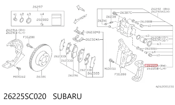 Jarzmo zacisku hamulcowego przedniego 26225SC020 Subaru