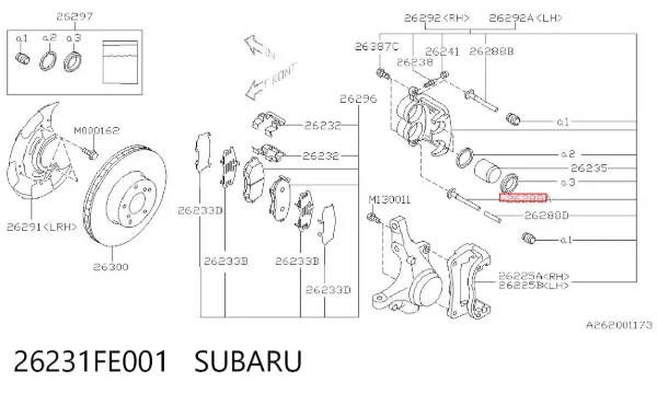 Prowadnica zacisku przedniego dolna 26231FE001 Subaru