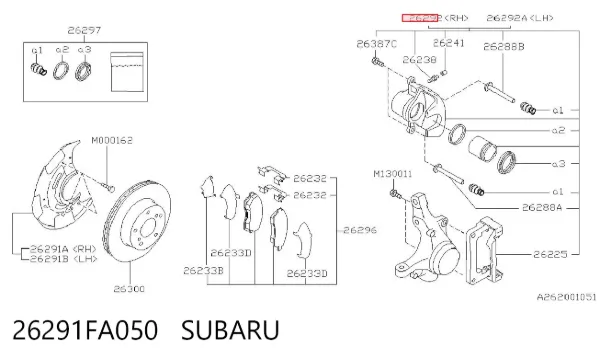 Zacisk hamulcowy przedni prawy 26291FA050 Subaru