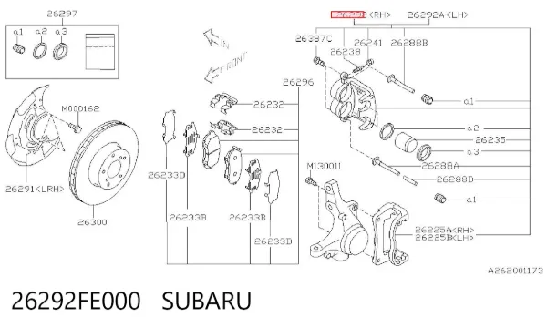 Zacisk hamulcowy przedni prawy 26292FE000 Subaru