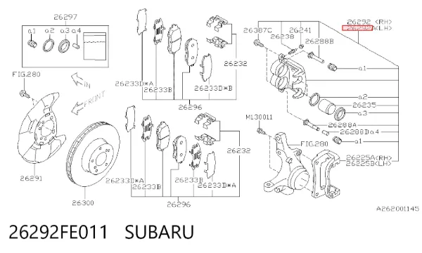 Zacisk hamulcowy przedni lewy 26292FE011 Subaru