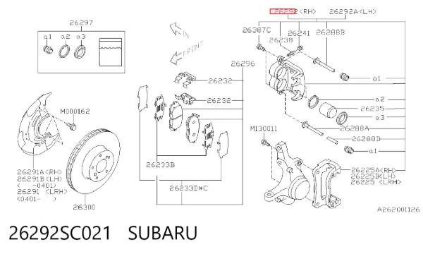 Zacisk hamulcowy przedni prawy 26292SC021 Subaru