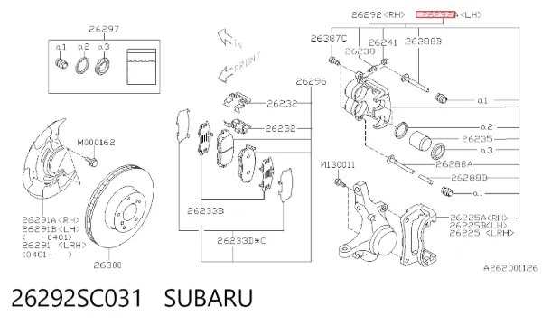 Zacisk hamulcowy przedni lewy 26292SC031 Subaru