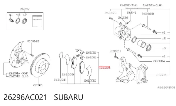 Klocki hamulcowe przednie tarczowe 26296AC021 Subaru