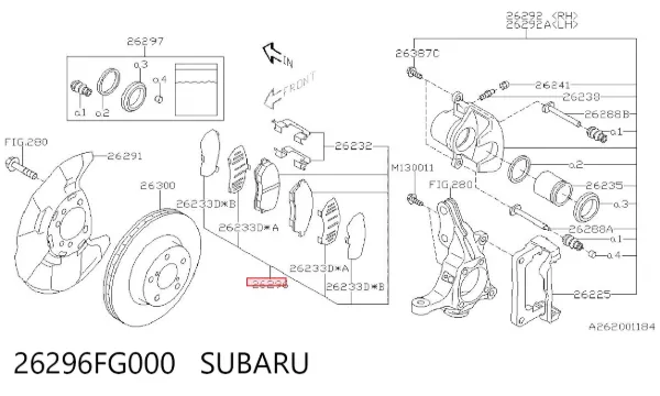 Klocki hamulcowe przednie tarczowe 26296FG000 Subaru
