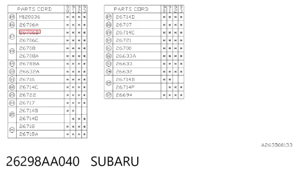 Klocki hamulcowe tylne bębnowe 26298AA040 Subaru