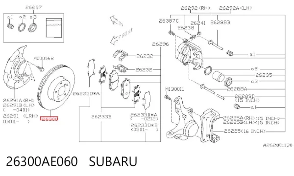 Tarcza hamulcowa przednia 26300AE060 Subaru