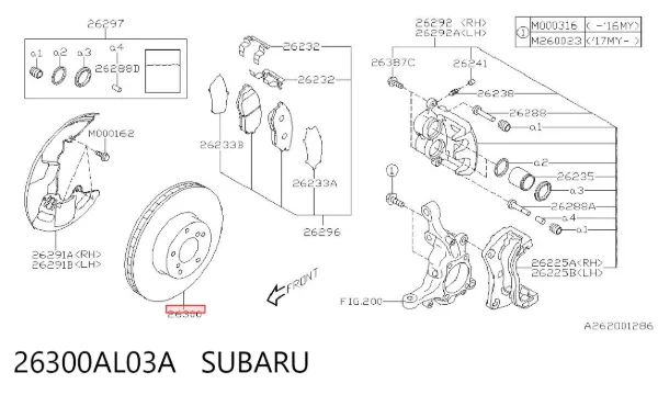 Tarcza hamulcowa przednia 26300AL03A Subaru