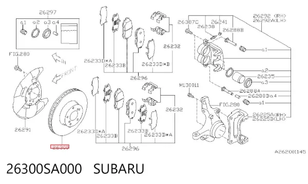 Tarcza hamulcowa przednia 26300SA000 Subaru