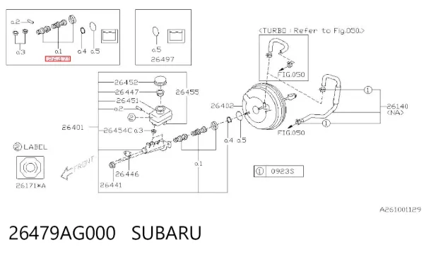 Zestaw naprawczy głównego cylindra hamulcowego 26479AG000 Subaru