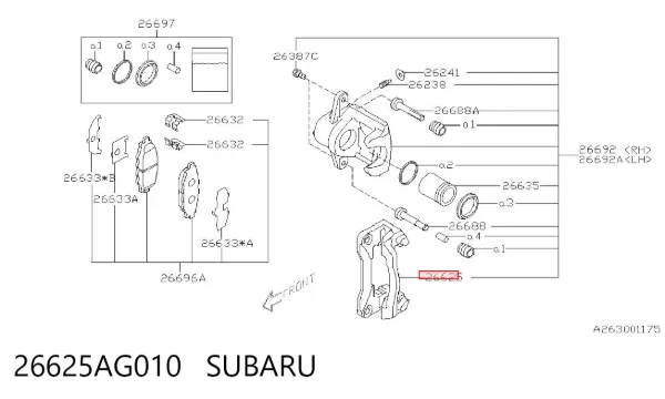 Zestaw naprawczy zacisku hamulcowego przedniego 26625AG010 Subaru