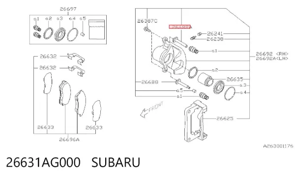 Prowadnica zacisku tylnego górna 26631AG000 Subaru
