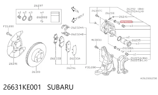 Zestaw naprawczy zacisku hamulcowego przedniego 26631KE001 Subaru