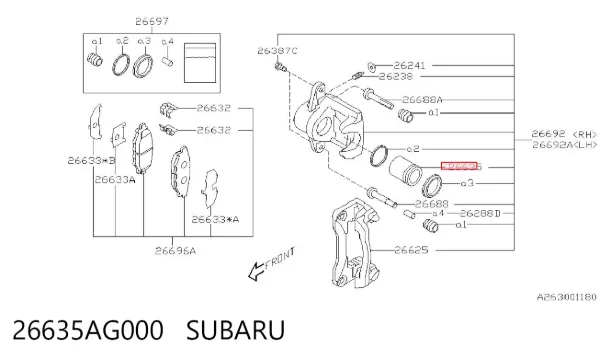 Tłoczek zacisku hamulca tylnego 26635AG000 Subaru