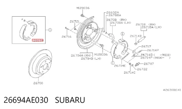 Klocki hamulca ręcznego 26694AE030 Subaru