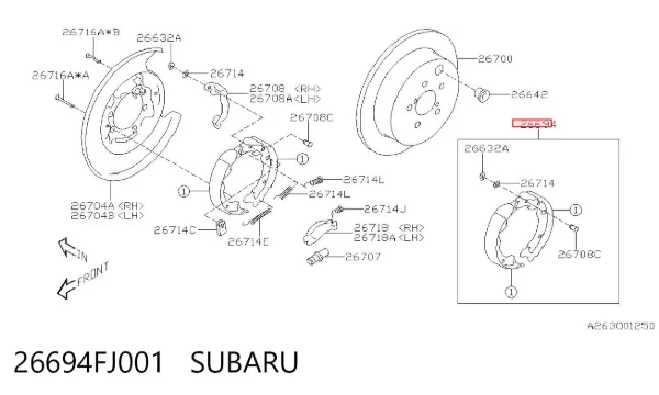 Klocki hamulca ręcznego 26694FJ001 Subaru