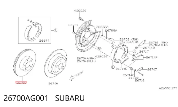 Tarcza hamulcowa tylna 26700AG001 Subaru