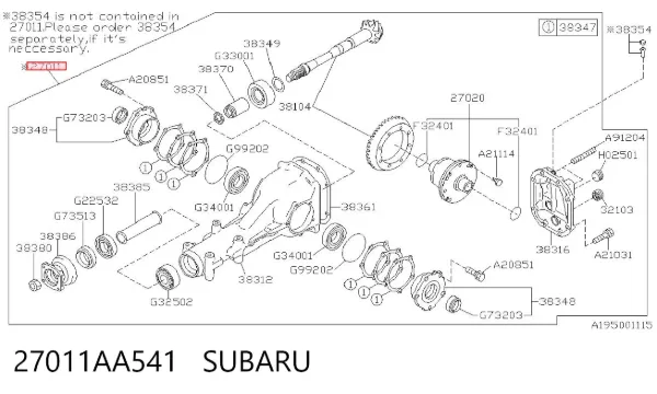 Reduktor mostu tylnego Subaru Forester II