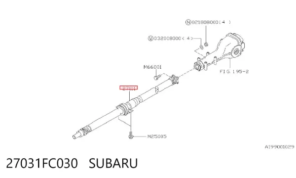 Wał Cardana tylny, kompletny Subaru Forester I