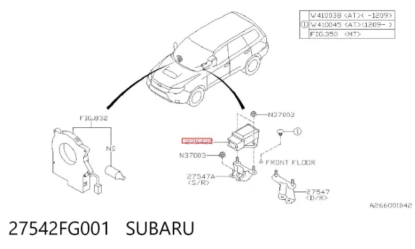 Czujnik przyśpieszenia poprzecznego (ESP) 27542FG001 Subaru