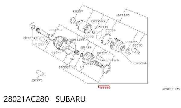 Półoś napędowa przednia 28021AC280 Subaru
