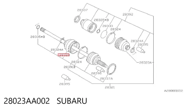 Osłona przegubu homokinetycznego półosi przedniej zewnętrzna 28023AA002 Subaru